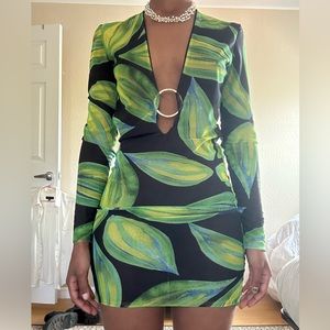 Louisa Ballou long sleeve Green & black mesh dress. Size Medium. It’s perfect!